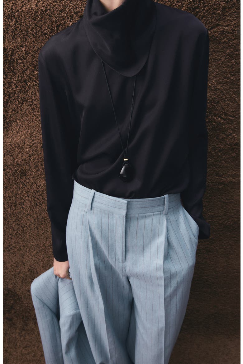 Pleated Pinstripe Suit Pants, Alternate, color, BLUE