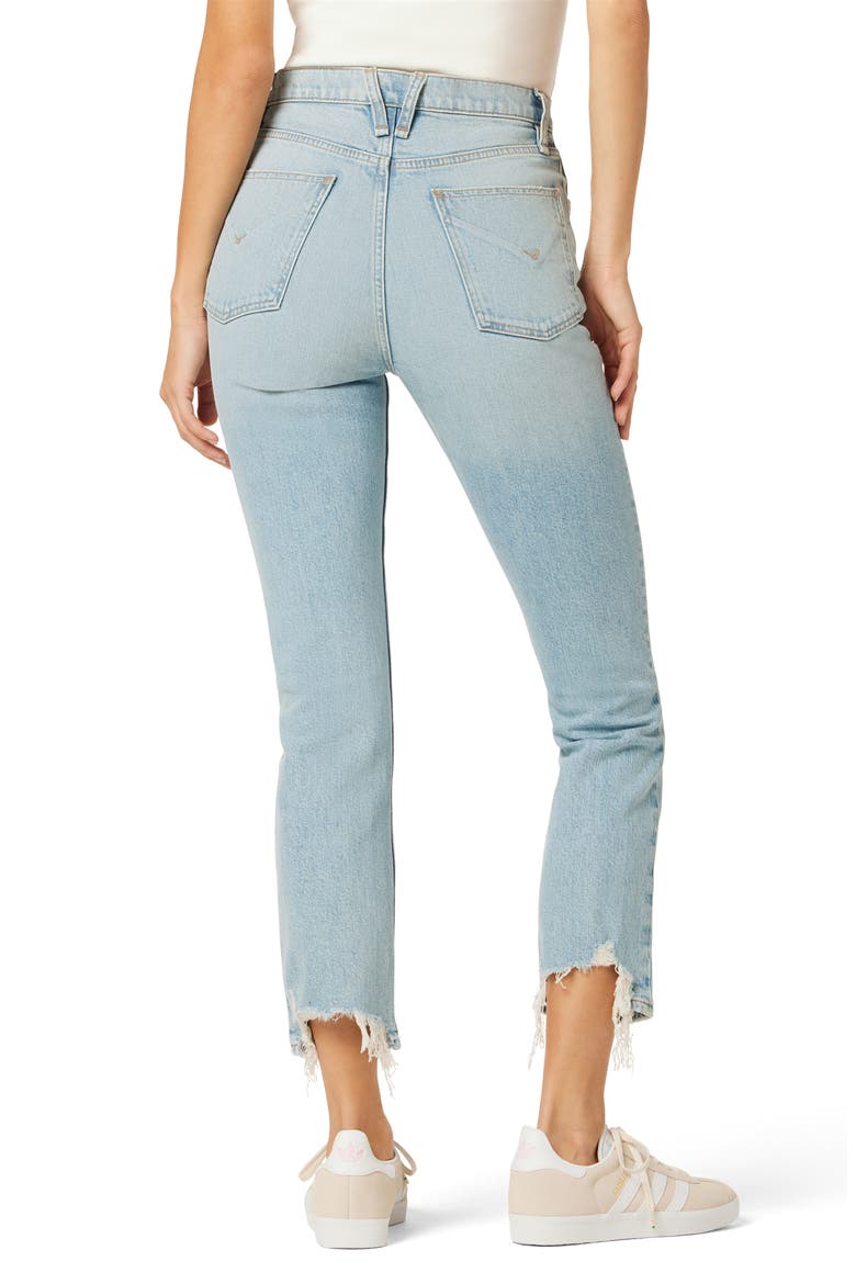Harlow Ultrahigh Waist Fray Hem Ankle Cigarette Jeans, Alternate, color, ISLA