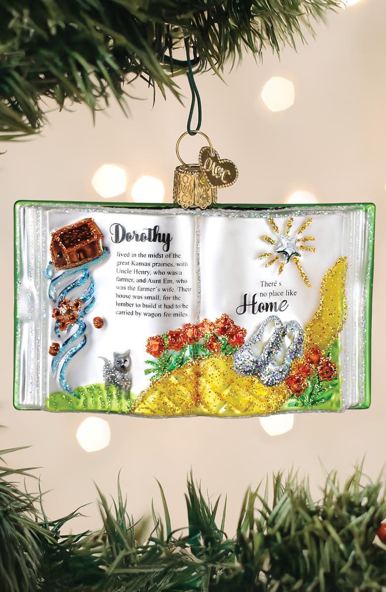 Old World Christmas The Wonderful Wizard of Oz Book Glass Ornament, Alternate, color, White/Green