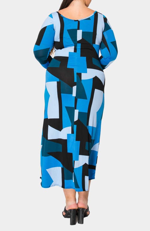 L I V D Ozean Azul Long Sleeve Maxi Dress In Blue