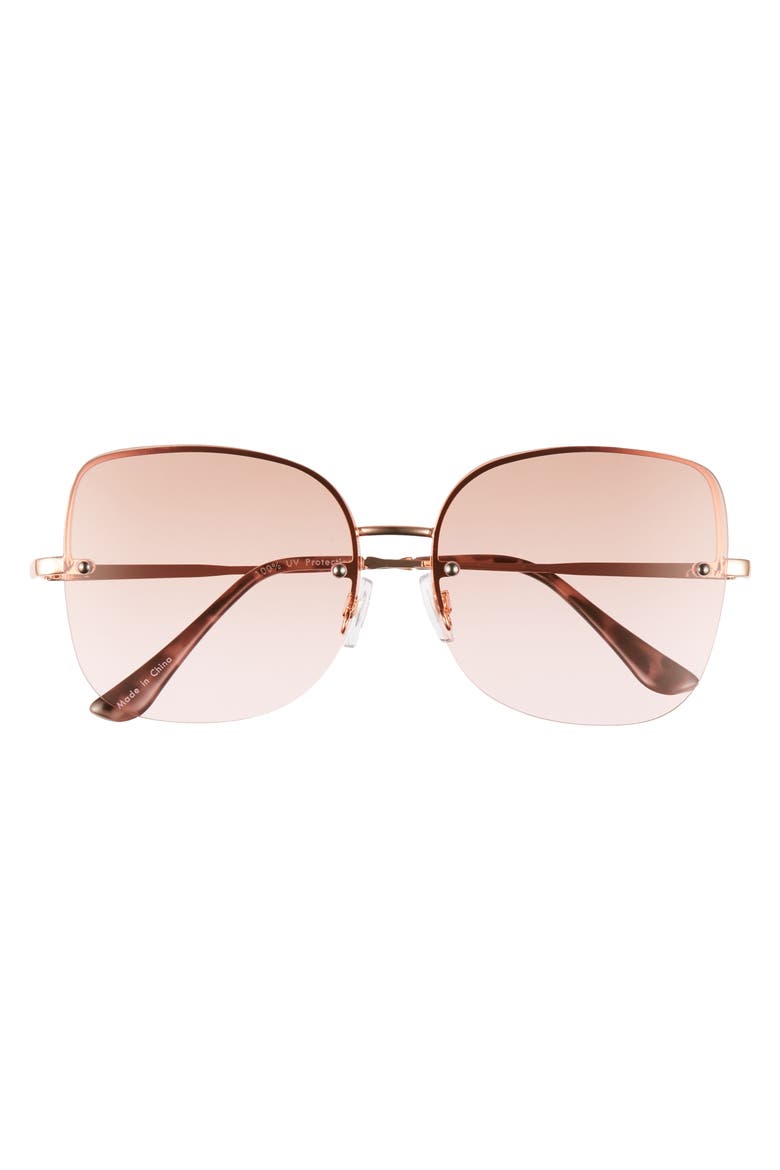 60mm Rimless Square Sunglasses, Alternate, color, ROSE GOLD