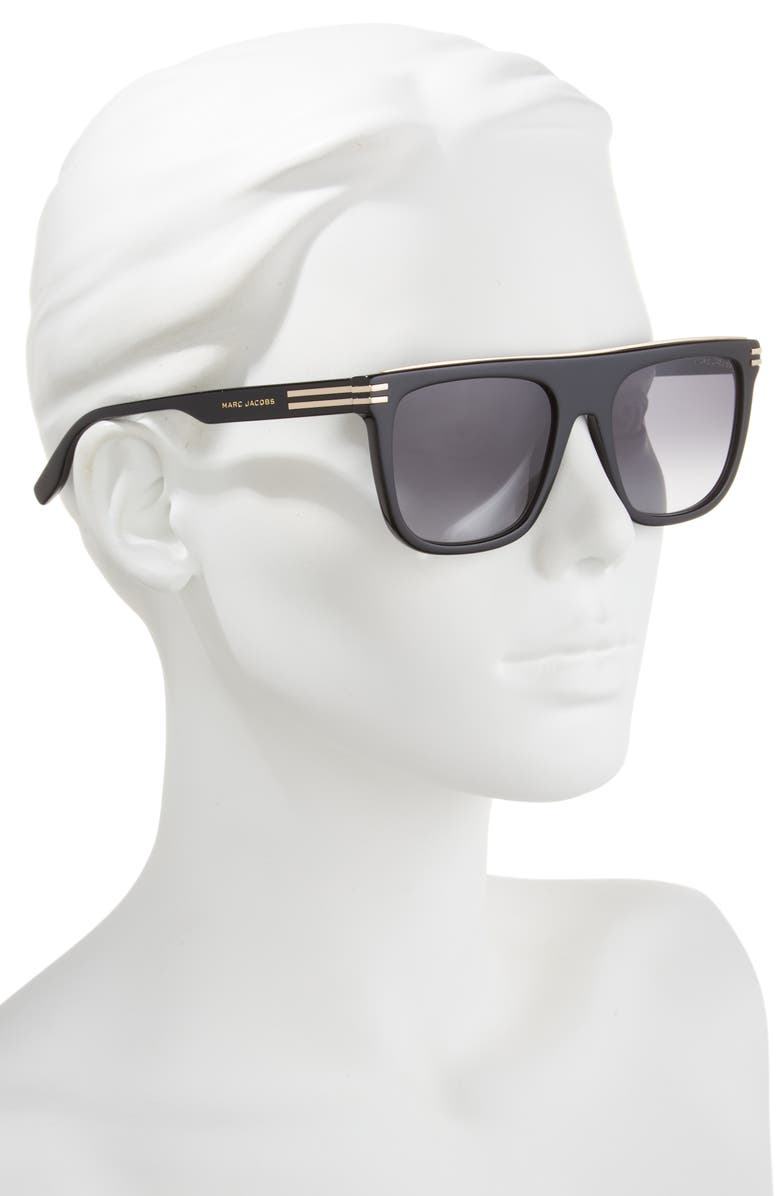 Marc Jacobs 56mm Flat Top Sunglasses, Alternate, color, Black