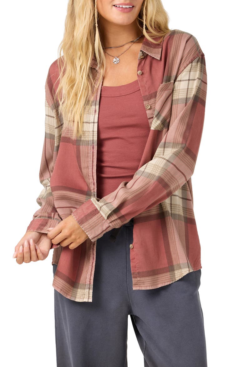 Logan Plaid Flannel Shirt, Main, color, APPLE BUTTER