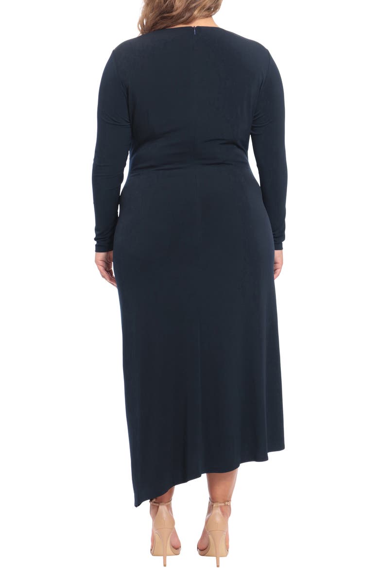 Maggy London Long Sleeve Asymmetric Hem Dress, Alternate, color, Midnight Blue