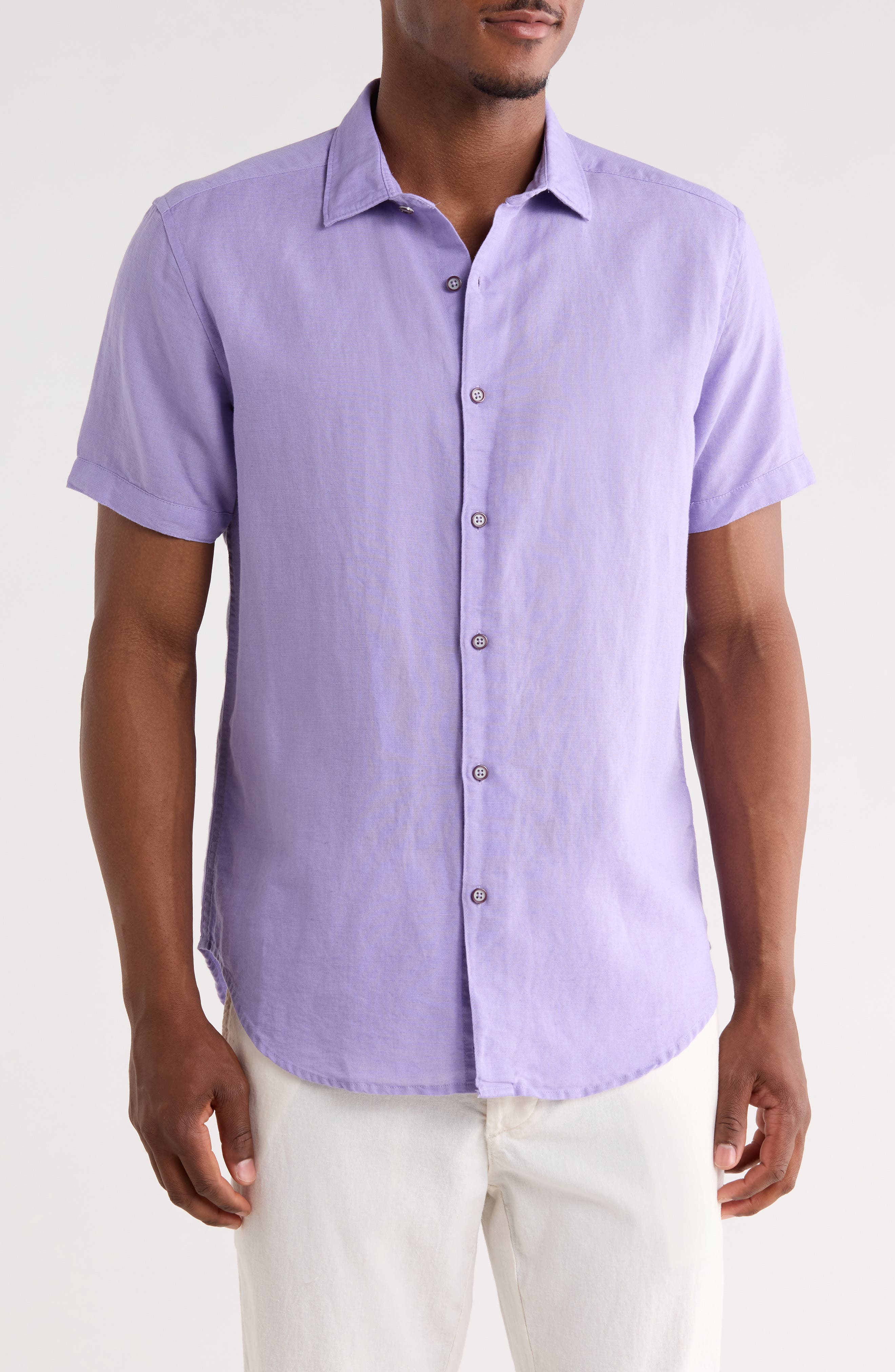 Davis Short Sleeve Linen Blend Button-Up Shirt