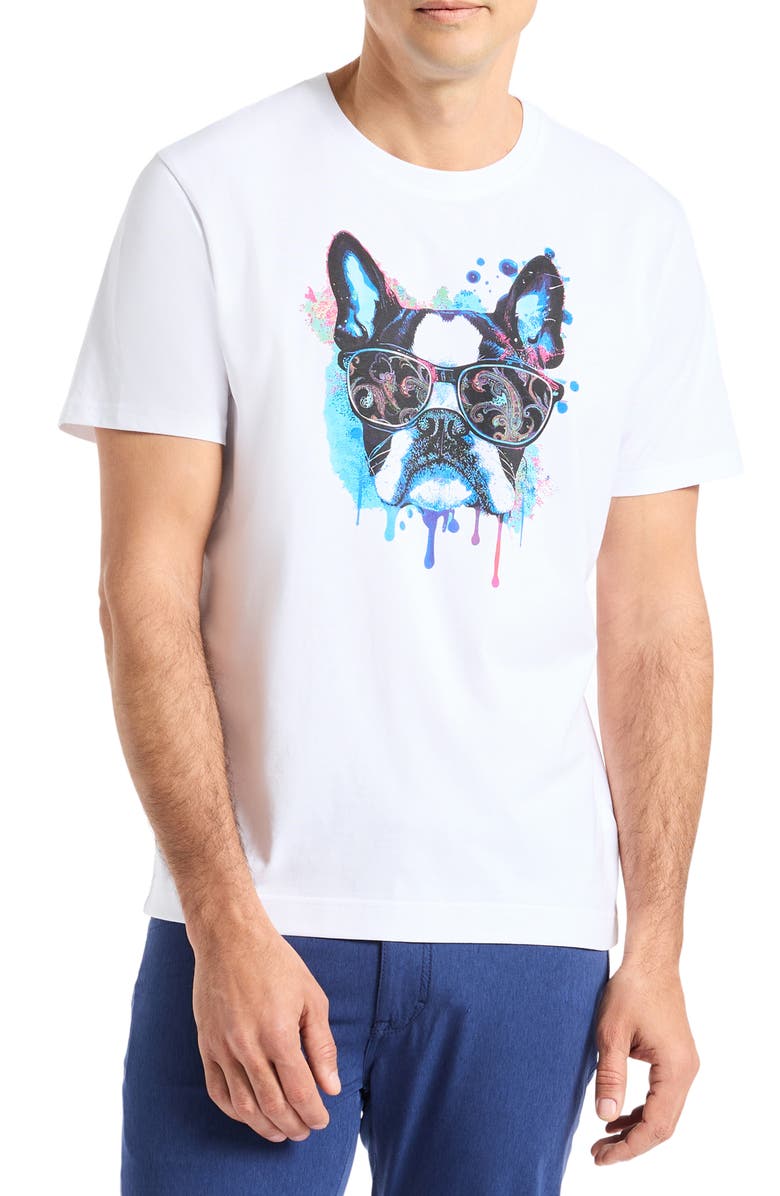 Robert Graham Jetset Frenchie Graphic T-Shirt, Main, color, White