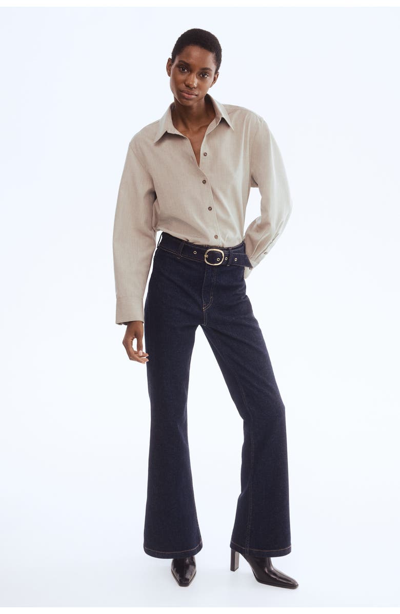 H&M Flared High Jeans, Main, color, Dark Denim Blue