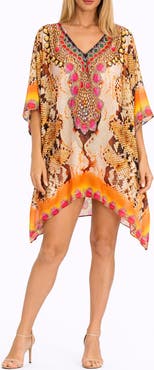 RANEES Snake Embossed Print Poncho