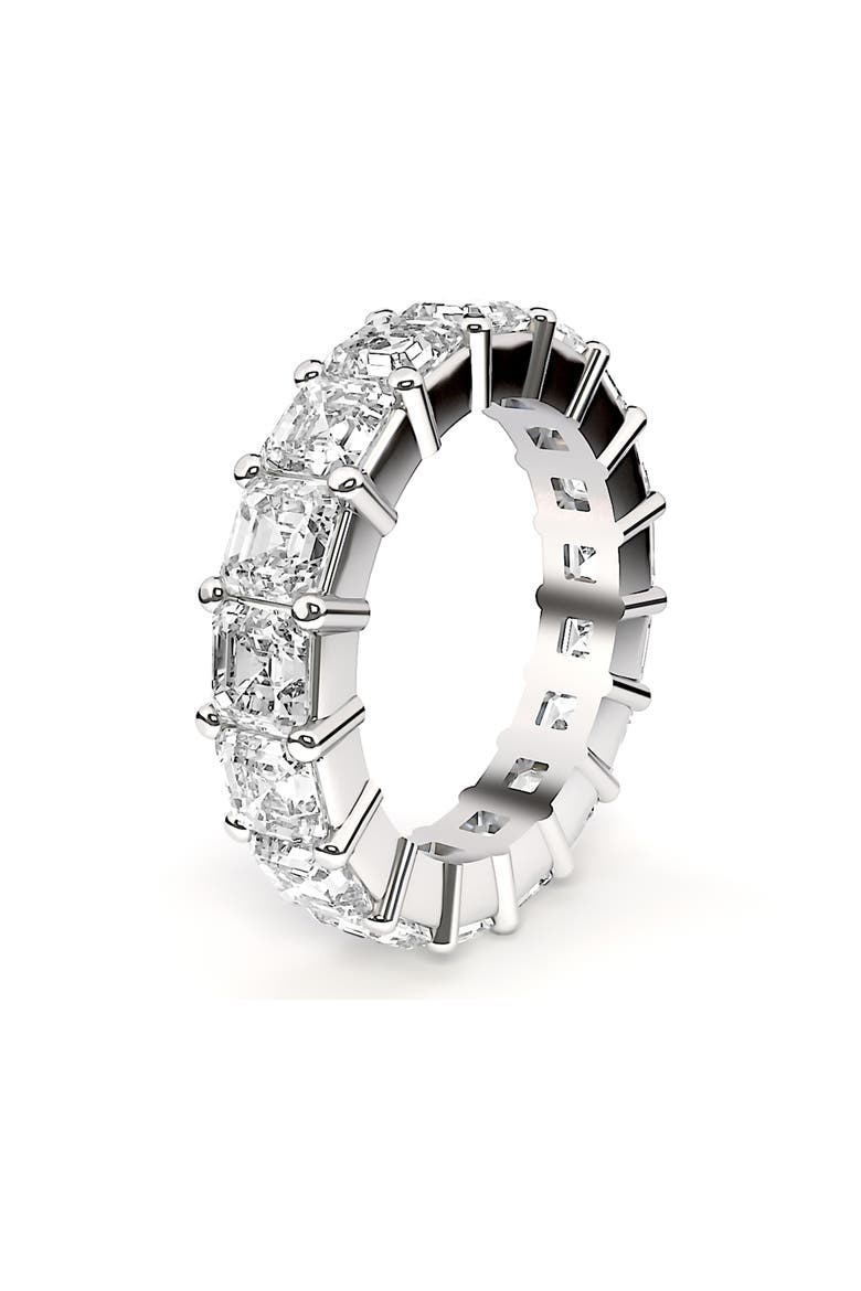 Asscher Cut Lab Created Diamond Eternity Band Ring, Main, color, 18K WHITE GOLD