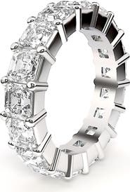 HauteCarat Asscher Cut Lab Created Diamond Eternity Band Ring