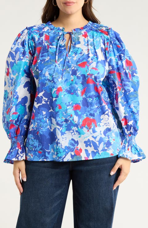 Canvas Floral Print Shirt (Plus)