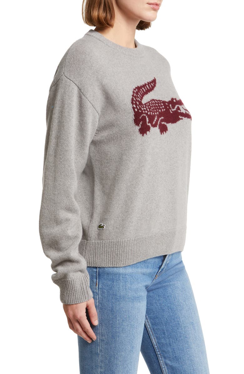 Lacoste Big Croc Cashmere & Wool Crewneck Sweater, Alternate, color, 