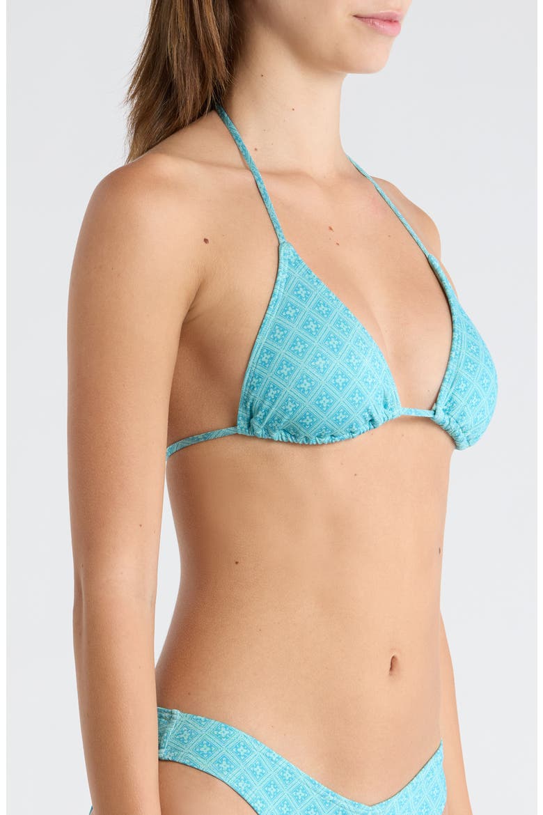 Moon Geo Metallic Triangle Bikini Top, Alternate, color, BLUE
