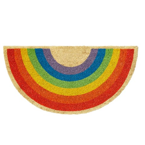 Rainbow Shaped Non-Slip Coir Mat Multi Coir Everyday,Summer