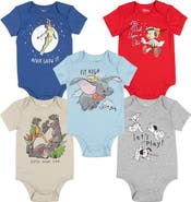 Disney Boys' 5-Pack Short Sleeve Bodysuits