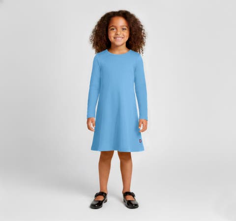 Girl's Soft 100% Cotton Baby Rib Long Sleeve Dress (Toddler/Kids)
