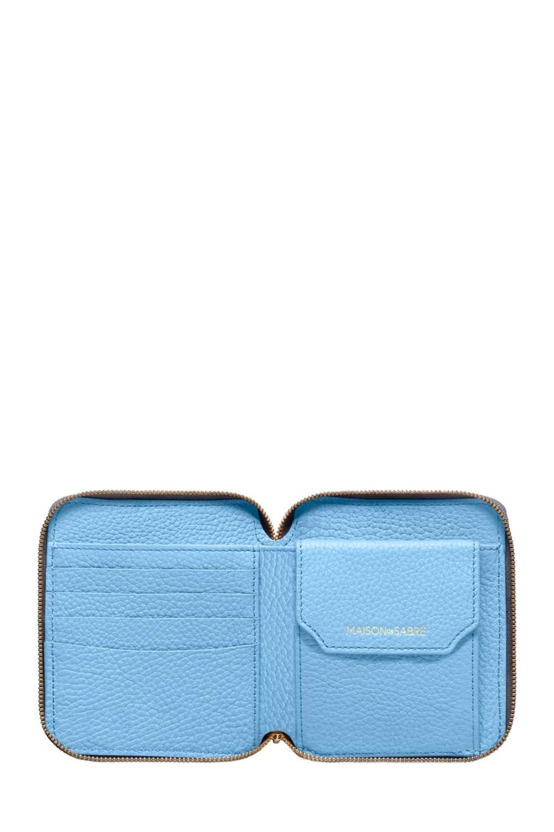 Small Leather Zip Around Wallet, Alternate, color, Graphite Sky