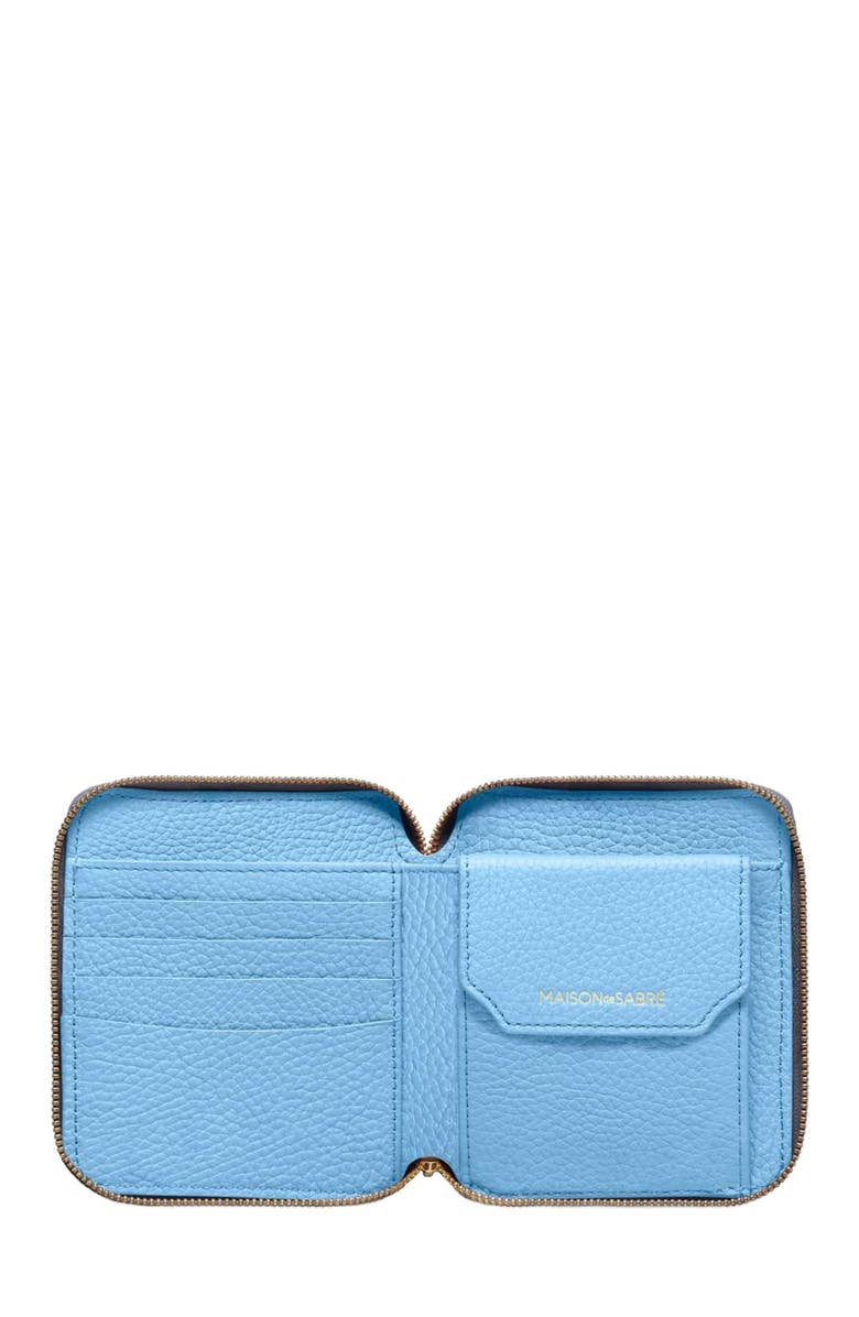 MAISON de SABRÉ Small Leather Zip Around Wallet, Alternate, color, Graphite Sky