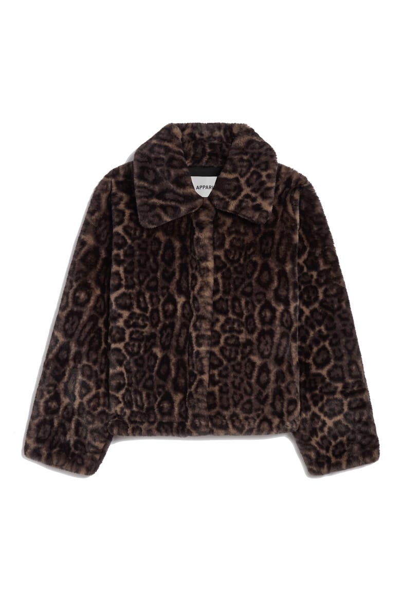 Elis Leopard Pattern Pluche™ Faux Fur Coat, Alternate, color, DARK LEOPARD