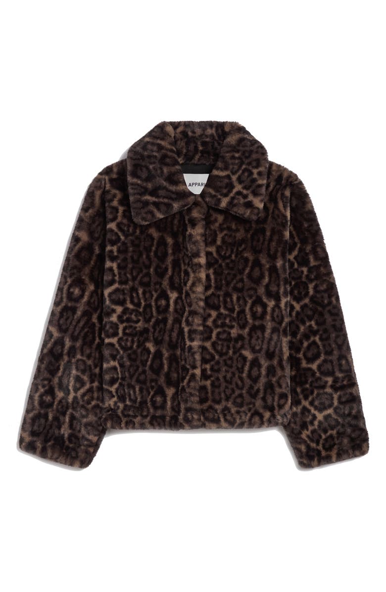 Apparis Elis Leopard Pattern Pluche<sup>™</sup> Faux Fur Coat, Alternate, color, Dark Leopard