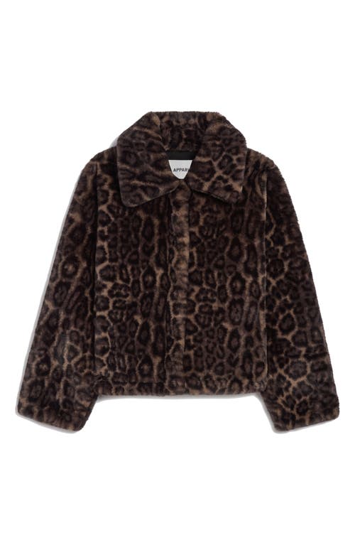 Apparis Elis Leopard Pattern Pluche™ Faux Fur Coat In Brown