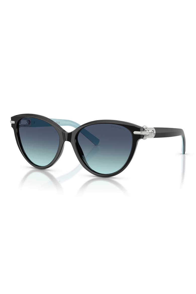 56mm Cat Eye Sunglasses, Alternate, color, BLACK / AZURE GRADIENT BLUE