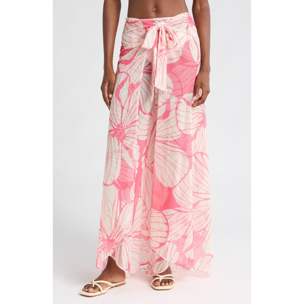 HUTCH HUTCH FLORAL TIE WAIST WIDE LEG COVER-UP PANTS