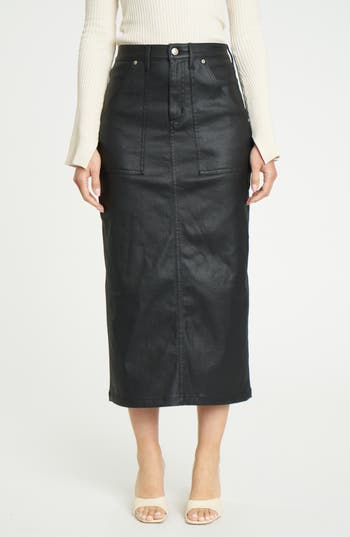 DAZE DAZE SWEETHEART HIGH WAIST FAUX LEATHER MIDI SKIRT