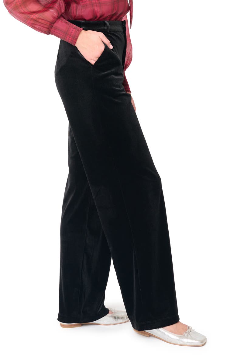 Lindsey Velvet Wide Leg Pants, Alternate, color, BLACK