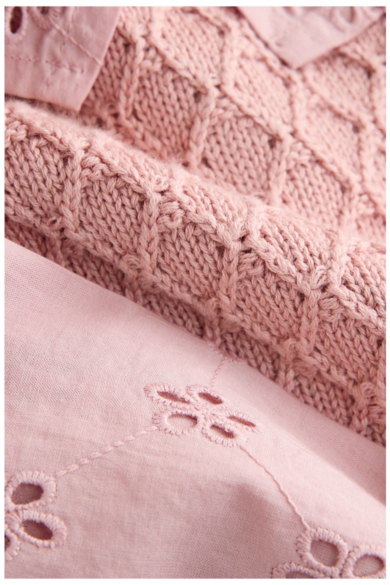 Kids' Mixed Media Cotton Sweater Vest, Alternate, color, PINK