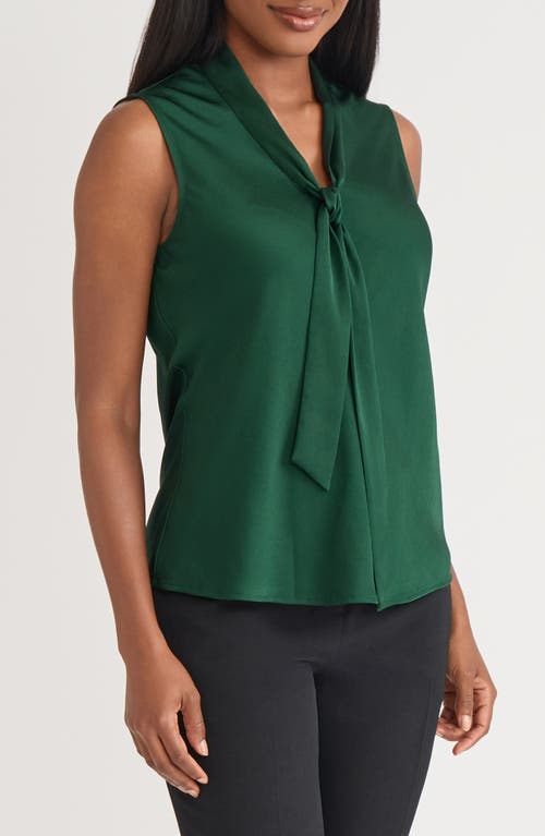Kasper Bow Detail Sleeveless Satin Top In Green