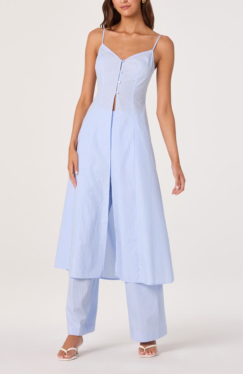 ASTR the Label Rena Longline Sleeveless Tunic, Alternate, color, Blue Pinstripe