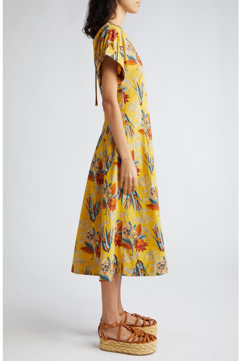 Devon Floral Cotton Midi Dress, Alternate, color, MARIGOLD
