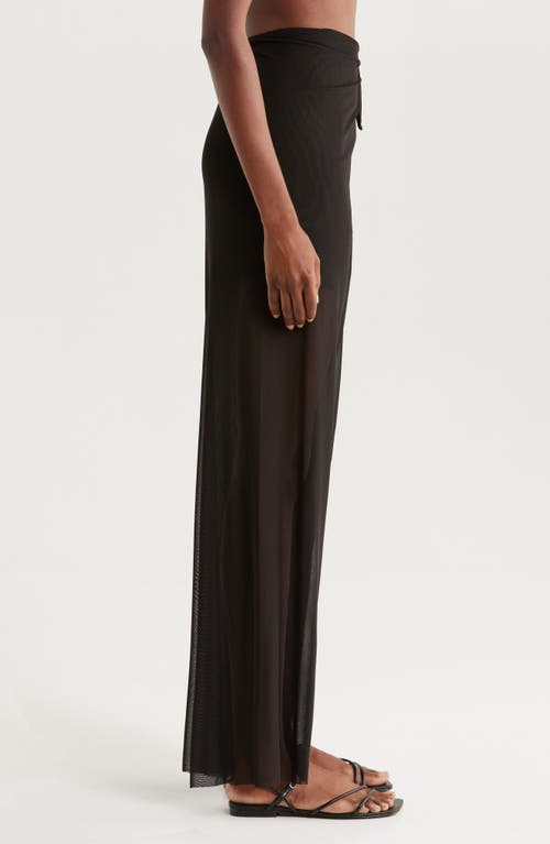 Elan Tie Front Sheer Cover-up Pants In Solid Black