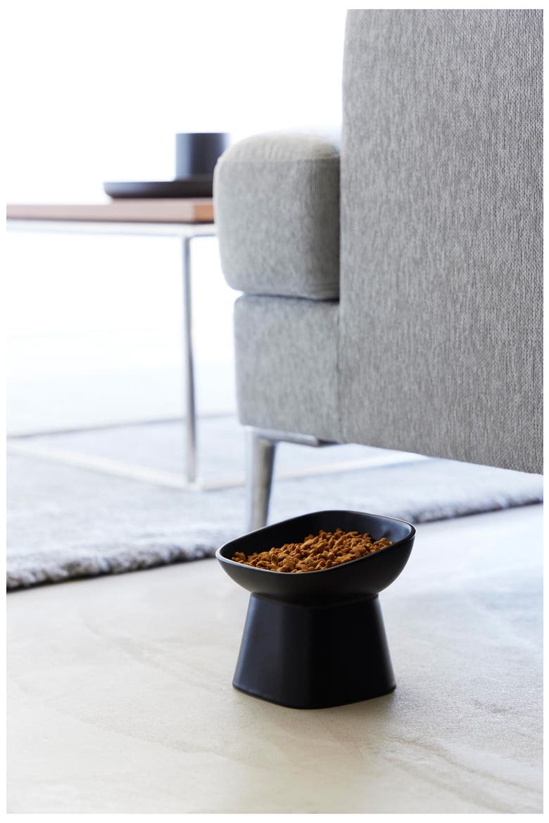 Tilted Pet Food Bowl, Alternate, color, BLACK