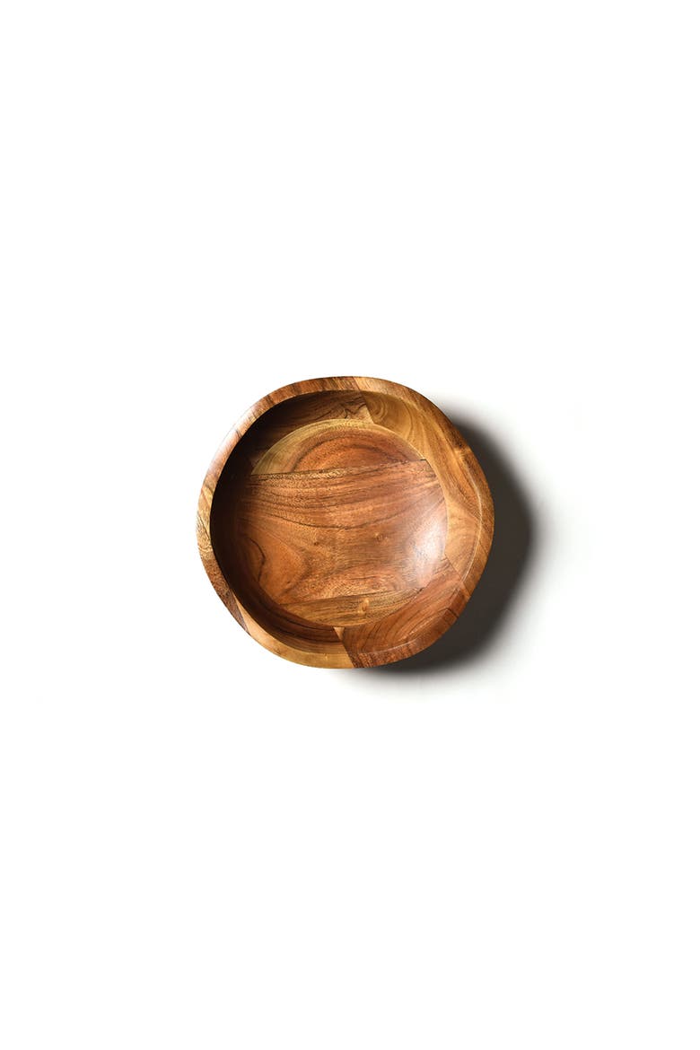 Fundamental Wood 9in Ruffle Bowl, Alternate, color, Brown