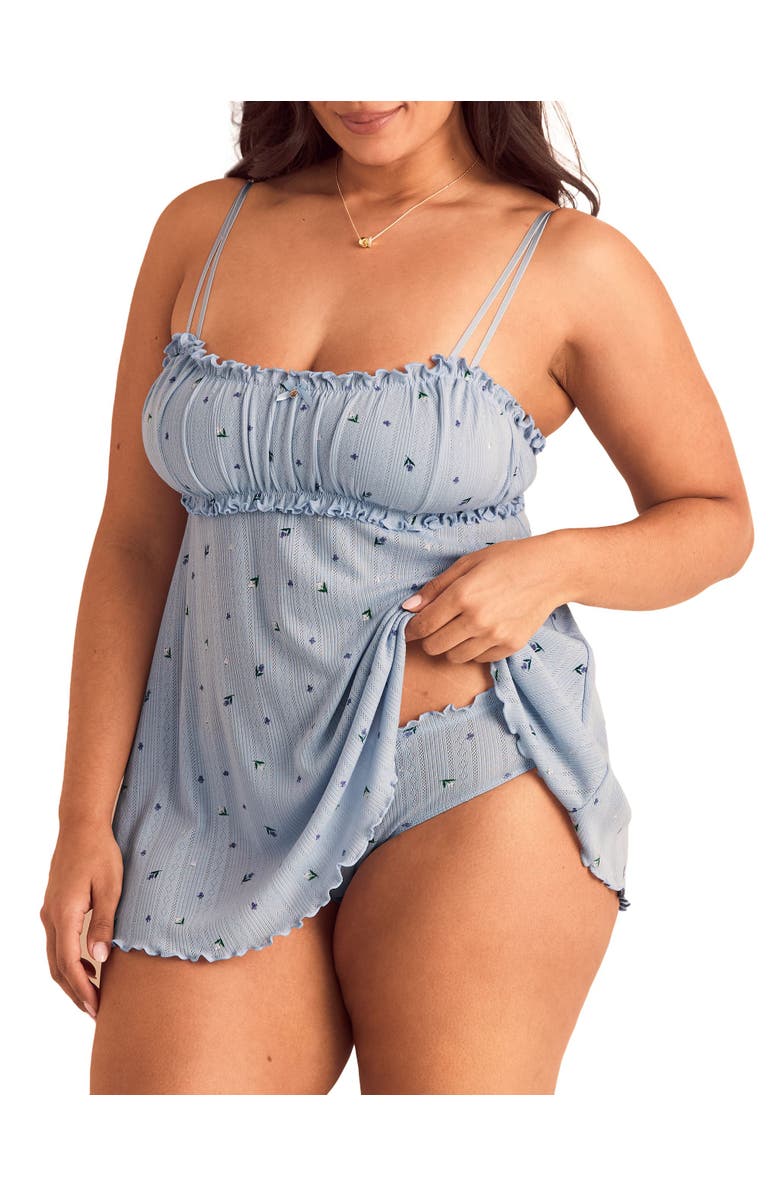 Adore Me Ophylia Babydoll & Hipster Set, Alternate, color, Floral Blue