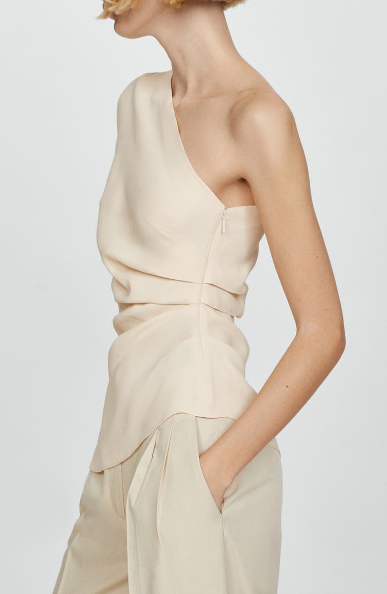 MANGO Ruffle One-Shoulder Top, Alternate, color,