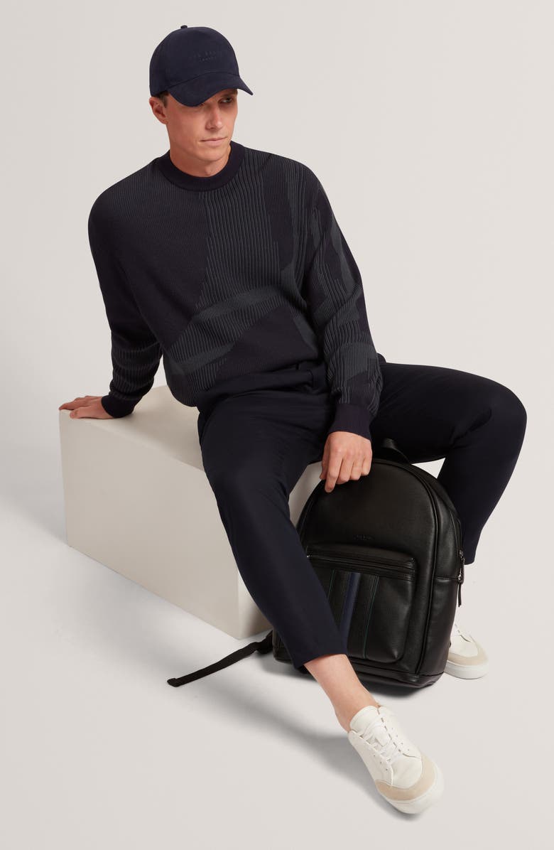 Ted Baker Wilan Rib Abstract Sweater, Alternate, color, Navy