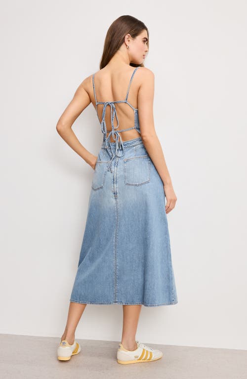 Good American Womens Indigo794 Fit For Success Open-back Denim-blend Midi Dress In Blue