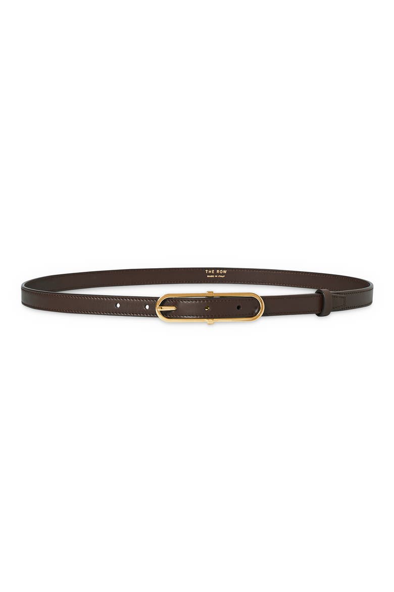 Hermine Oval Buckle Belt, Main, color, DARK BROWN