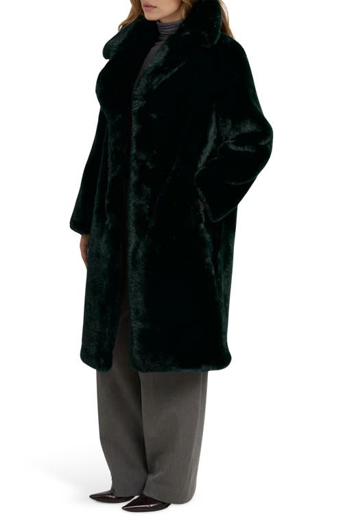 Noize Savannah Faux Fur Longline Coat In Green