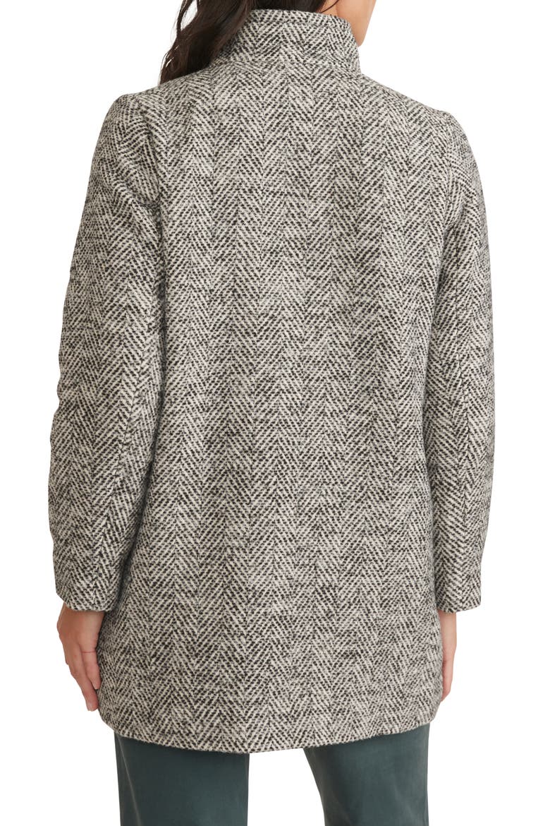 Stephanie Herringbone Cocoon Coat, Alternate, color, BLACK AND WHITE HERRINGBONE