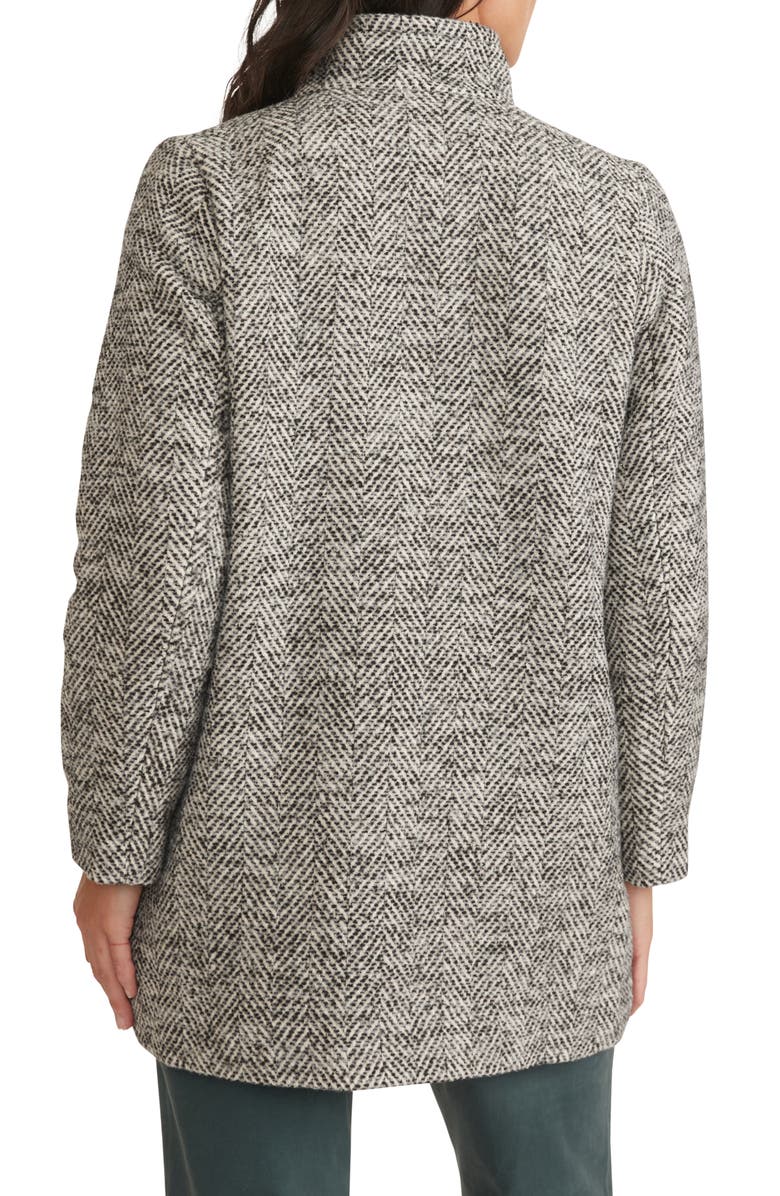 Marine Layer Stephanie Herringbone Cocoon Coat, Alternate, color, Black And White Herringbone