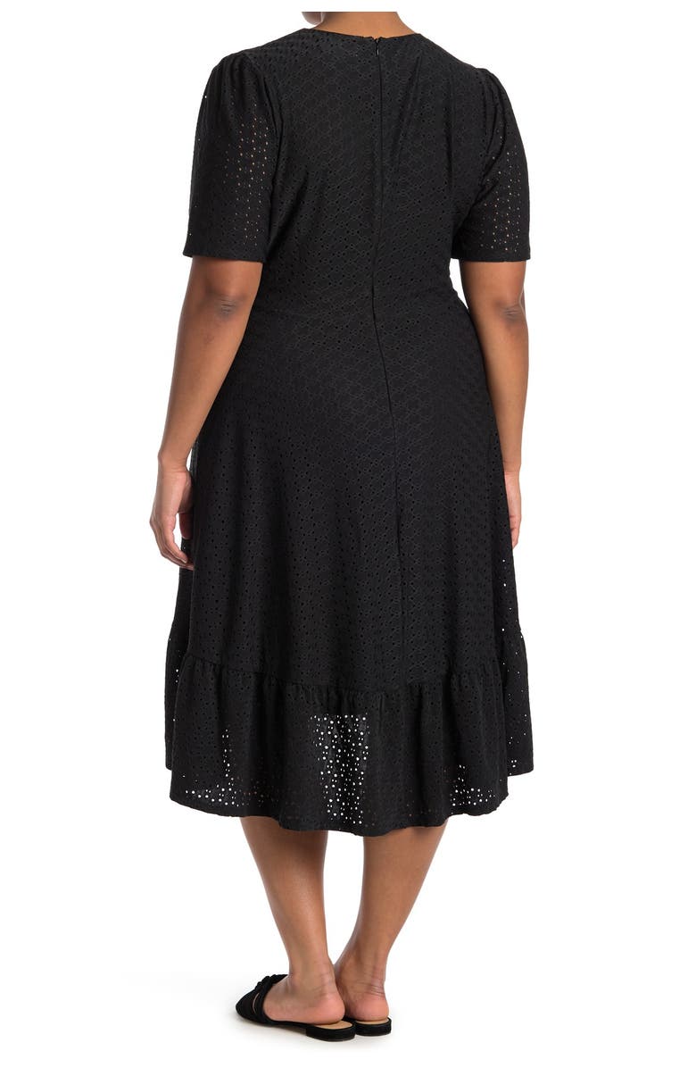 London Times Embroidered Ruffle Wrap Dress, Alternate, color, 