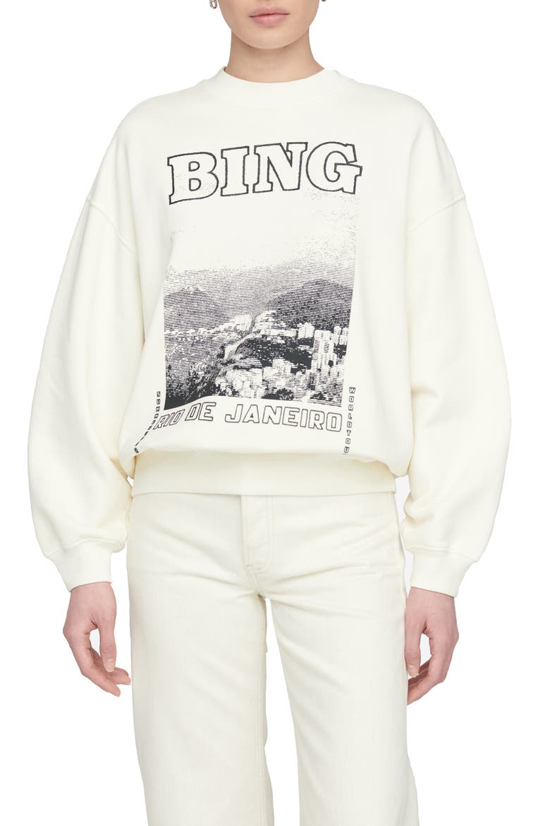 Jaci Rio de Janeiro Organic Cotton Graphic Sweatshirt, Main, color, CREAM