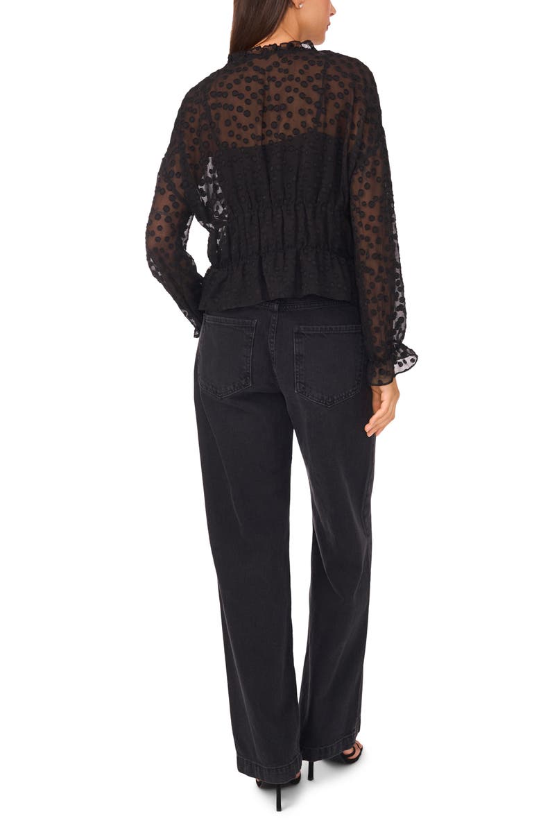 Parker Sheer Shirred Waist Long Sleeve Top, Alternate, color, Rich Black