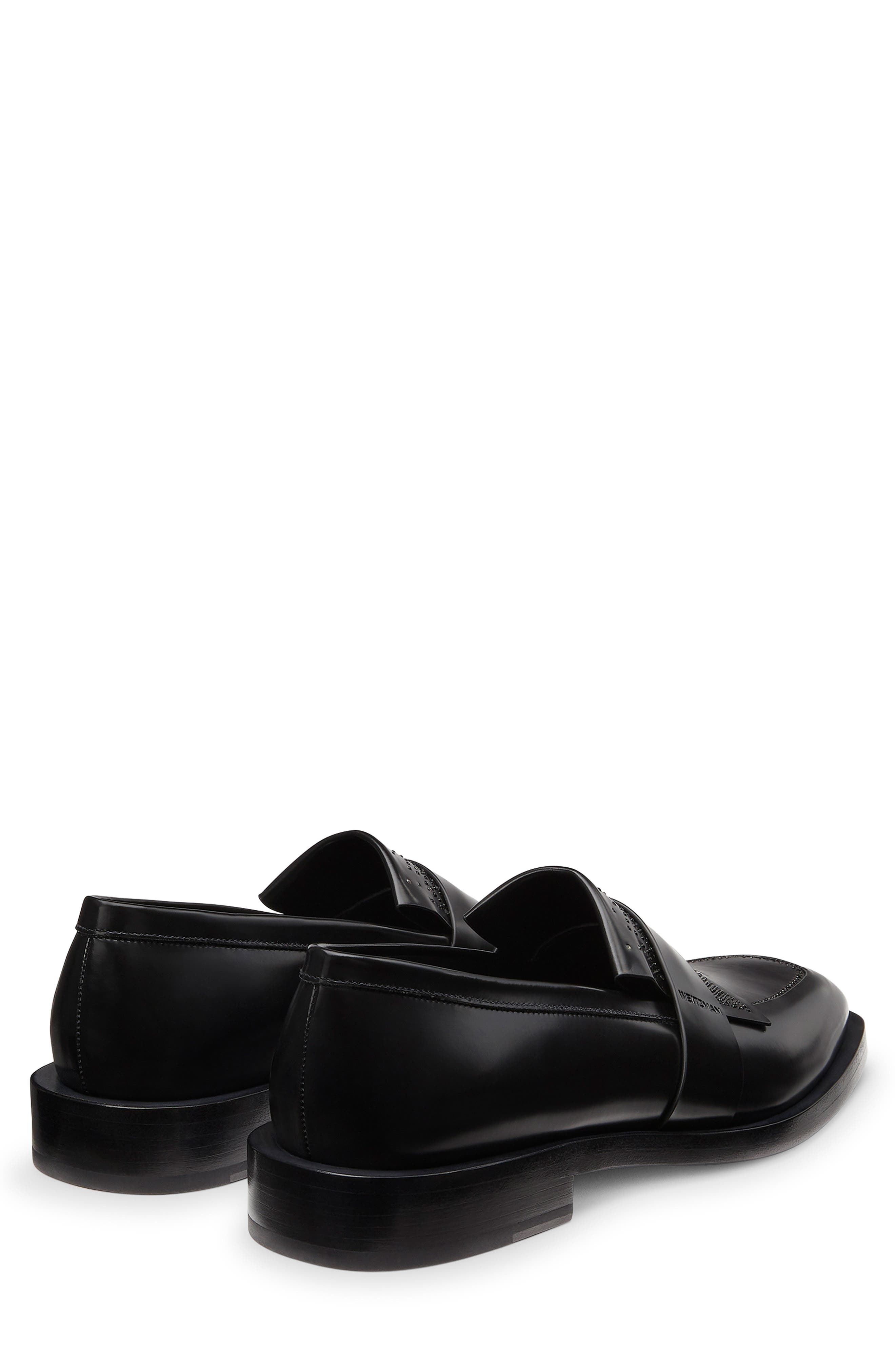 Stuart Weitzman Royce Runaway Kiltie Loafer, Alternate, color, Black/ Black Multi