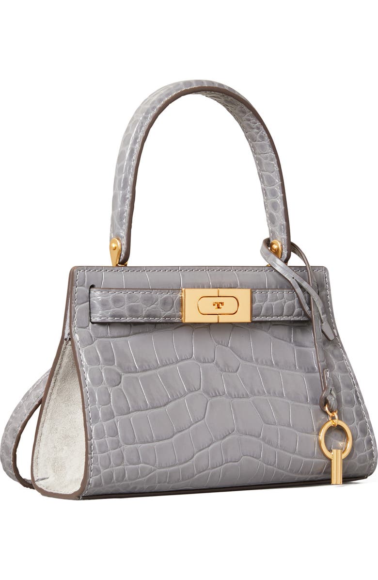 Tory Burch Mini Lee Radziwill Croc Embossed Leather Satchel, Alternate, color,