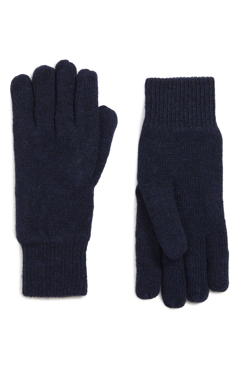 Barbour Carlton Stretch Wool Gloves, Main, color, Navy